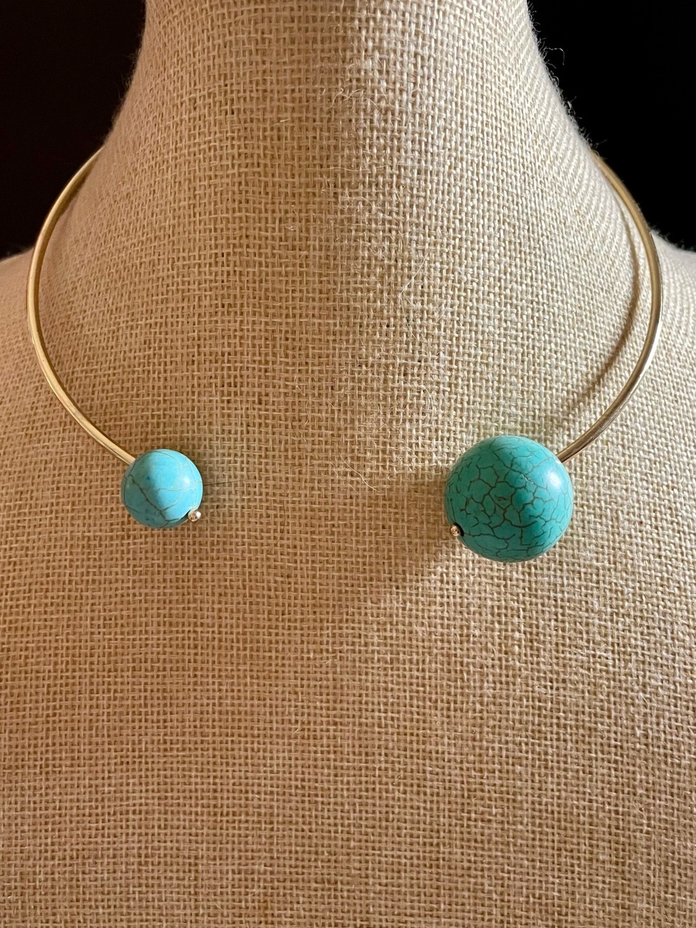 Turquoise Open Collar Necklace with Stone Spheres